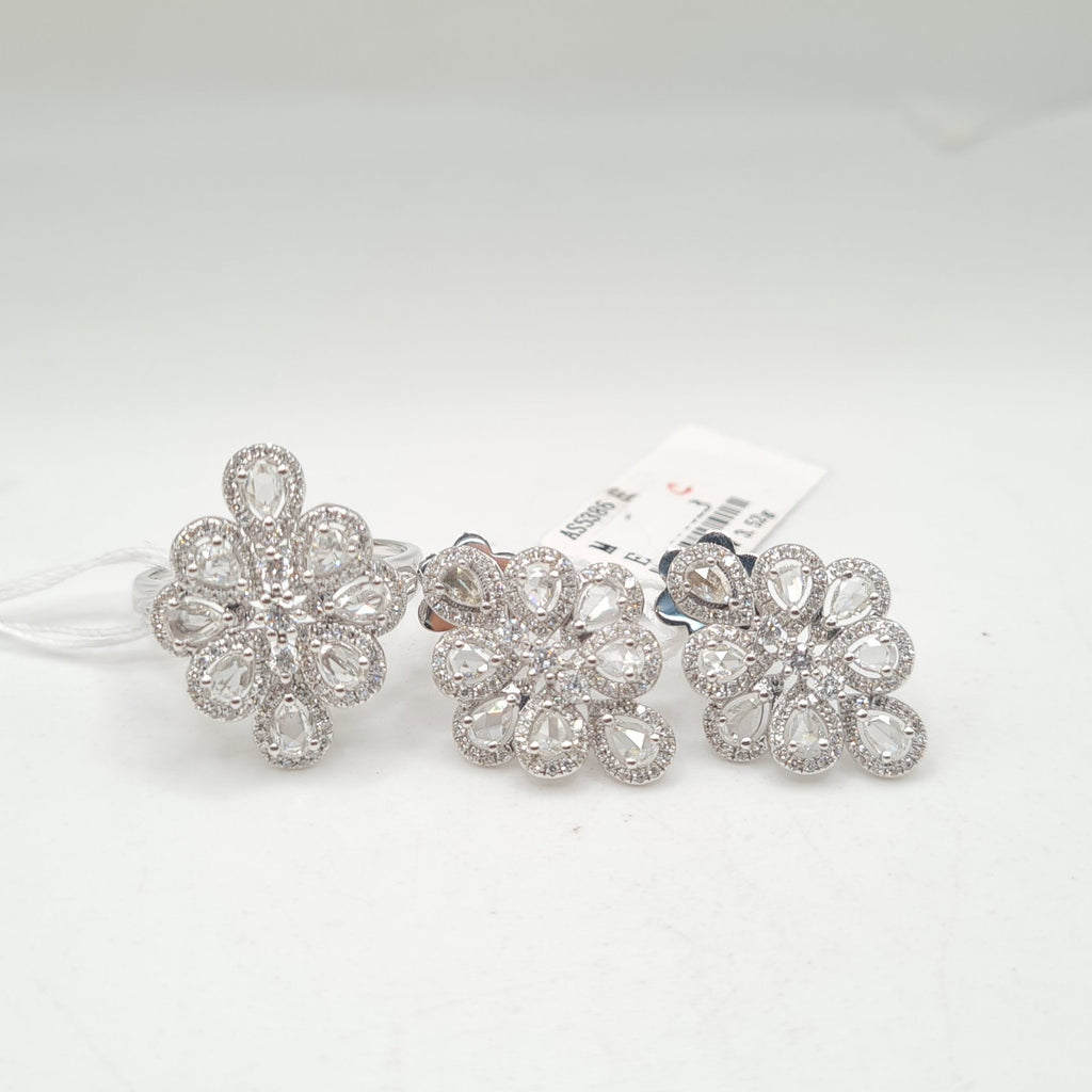 Floral Cluster Diamantes Diamond Jewelry Set 14K