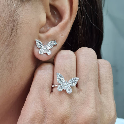 Classic Butterfly Chain Diamond Jewelry Set 14K