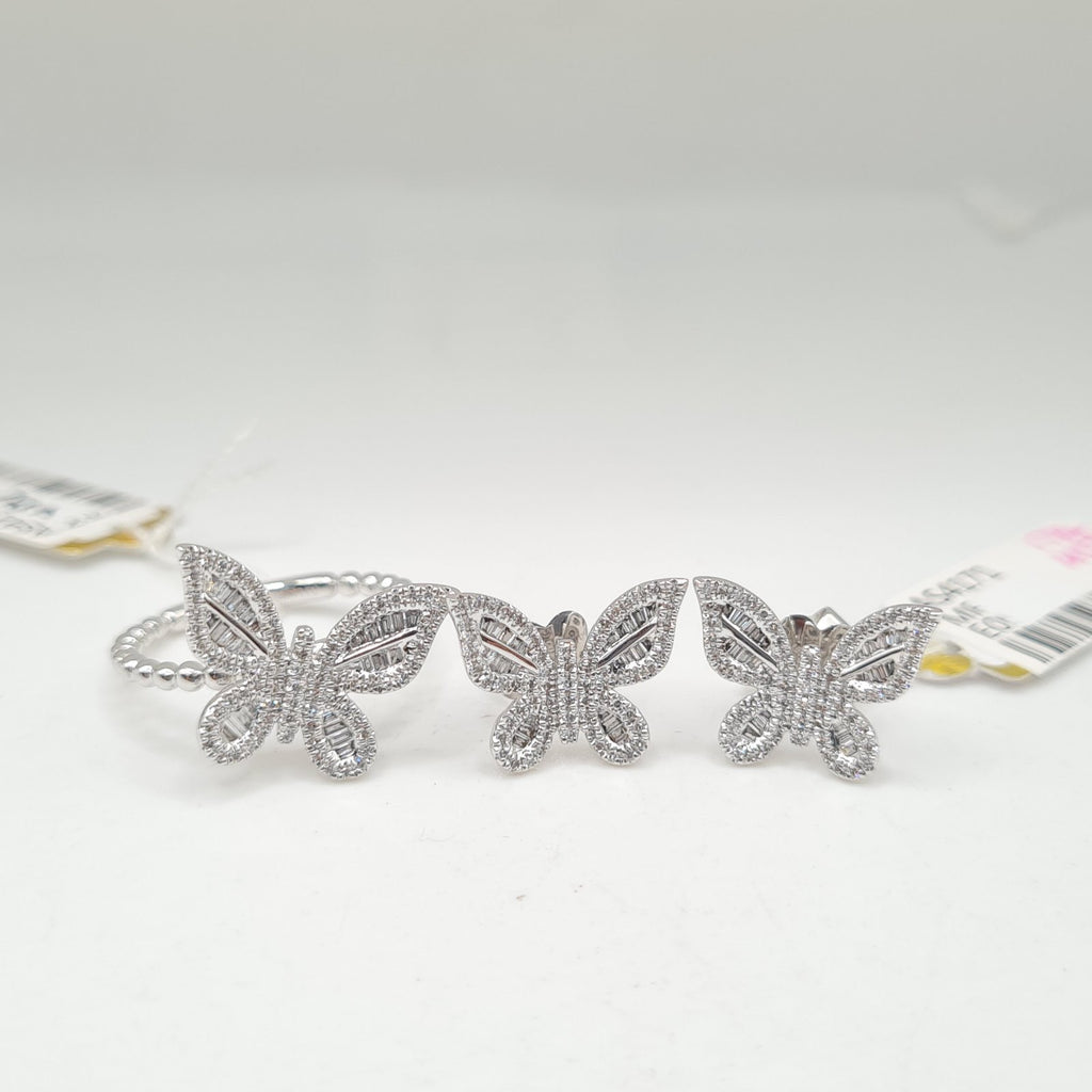 Classic Butterfly Chain Diamond Jewelry Set 14K