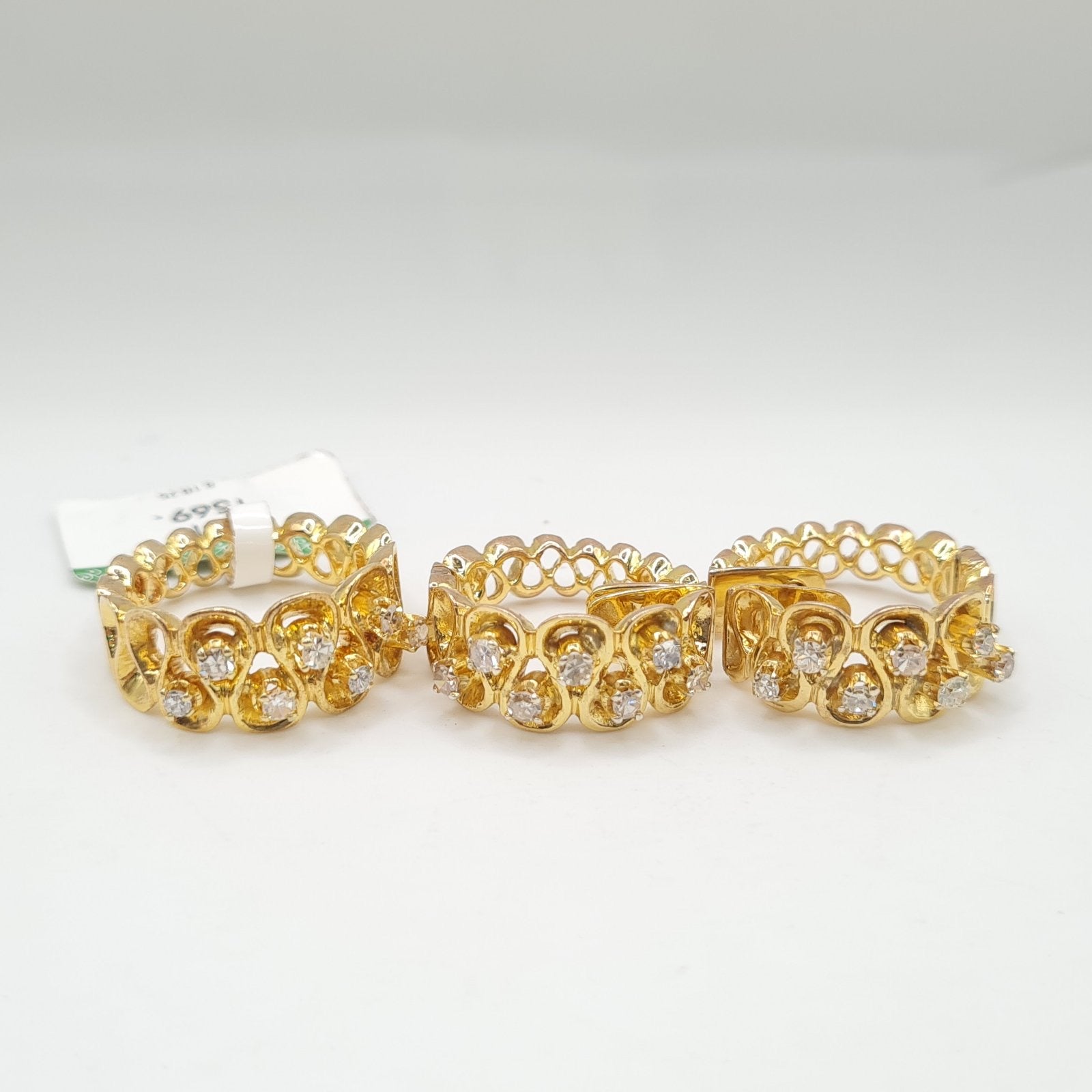 Golden Crown Deco Hoop Diamond Jewelry Set 14K