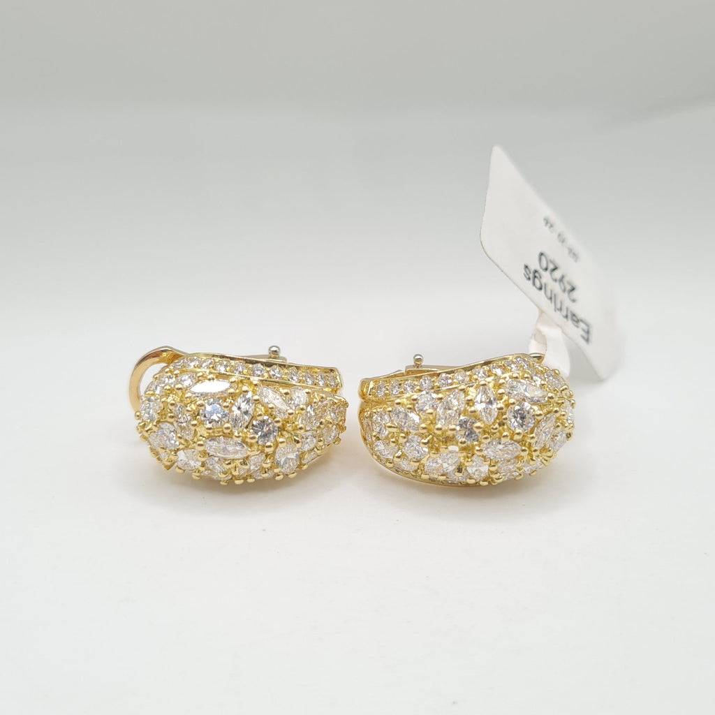 Golden Chunky Cluster Diamond Earrings 18K