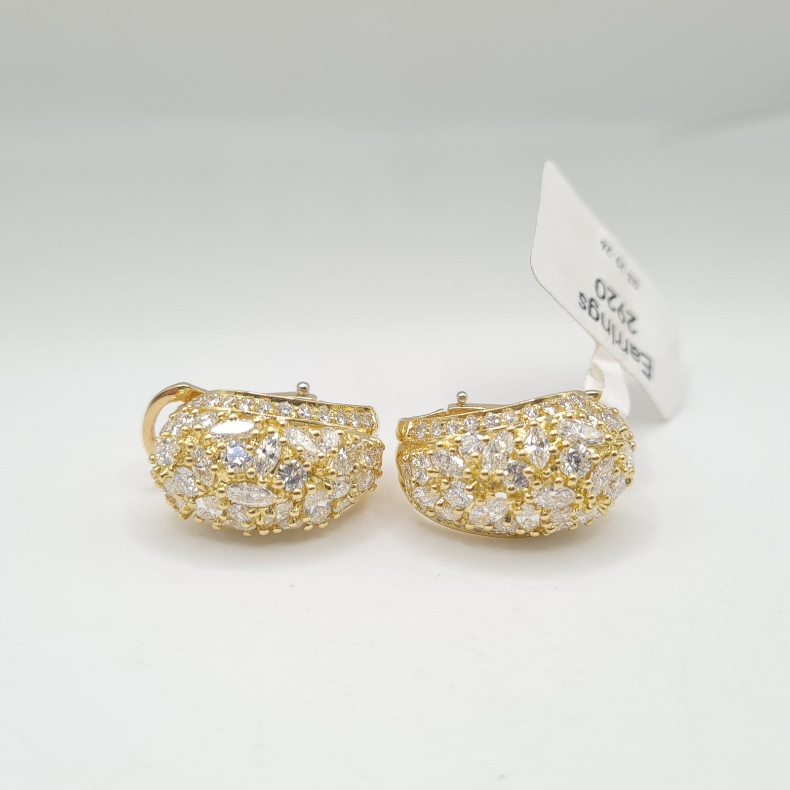 Golden Chunky Cluster Diamond Earrings 18K