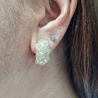 Golden Chunky Cluster Diamond Earrings 18K