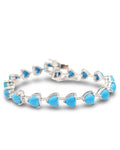 Heart Turquoise Gemstone Full Eternity Bracelet 18K