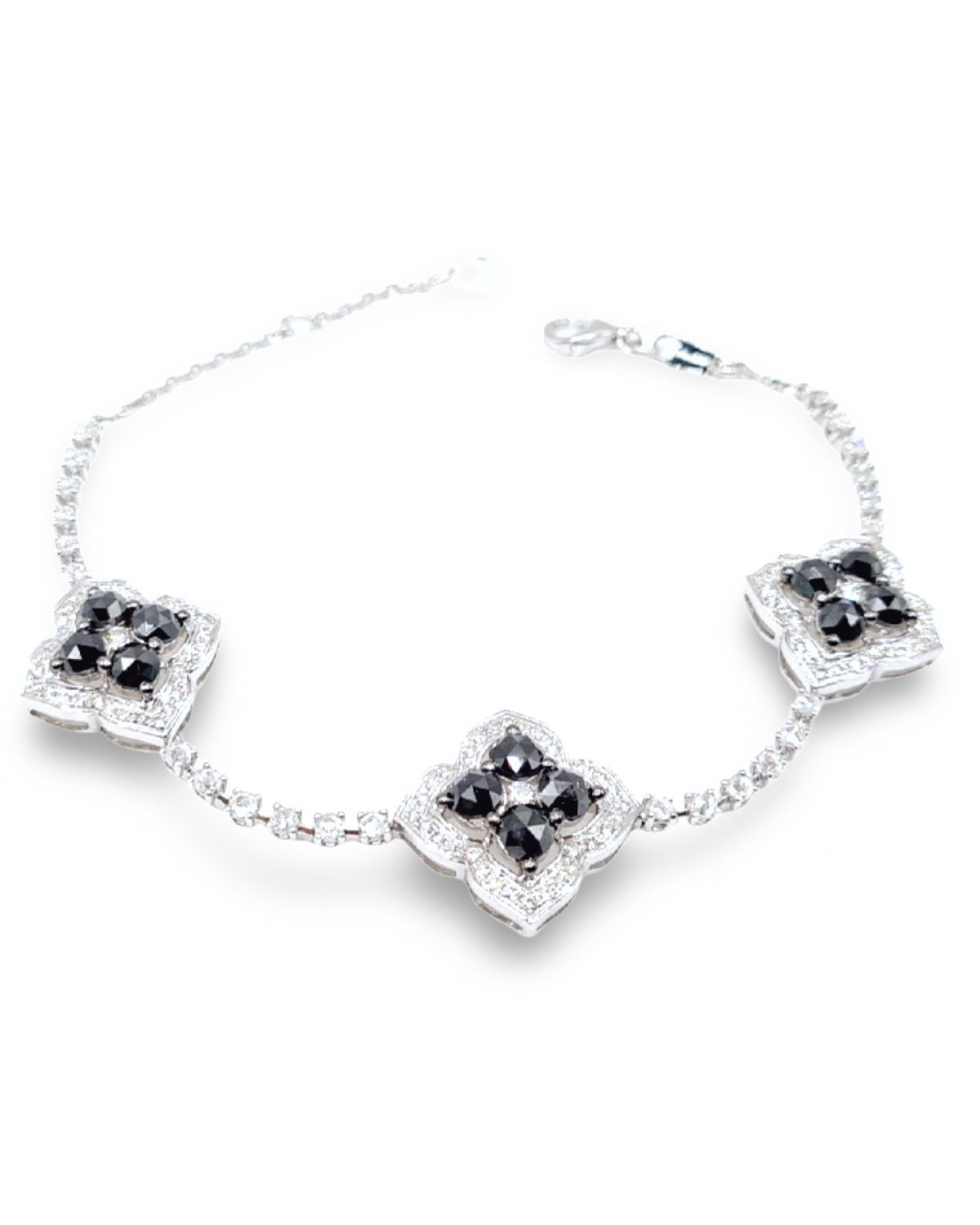 White Gold Rose Cut Black Diamond Pave bracelet 14K