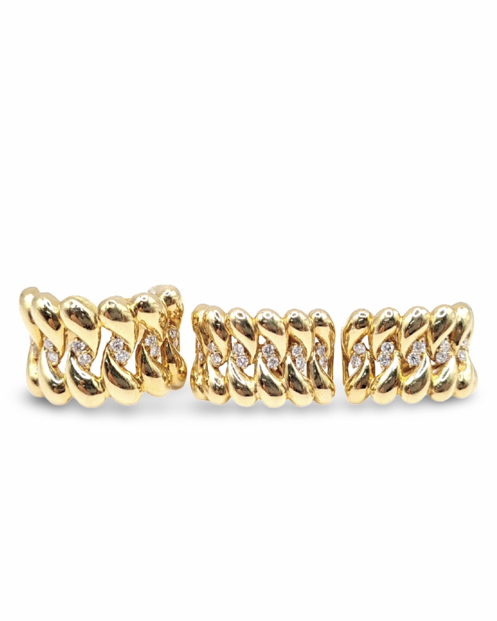 Golden Weave Link Diamond Jewelry Set 18K