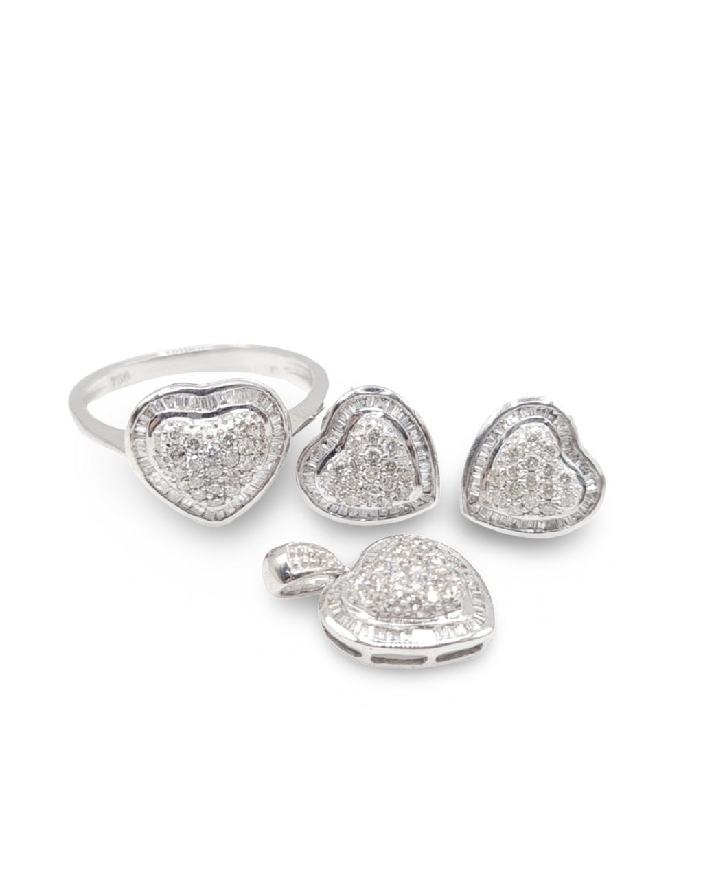 Classic Heart Diamond Jewelry Set 18K