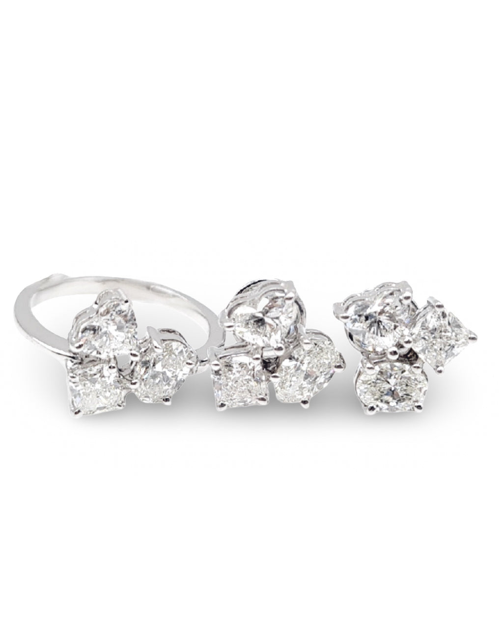 Classic Solitaire Cluster Diamond Jewelry Set 14K