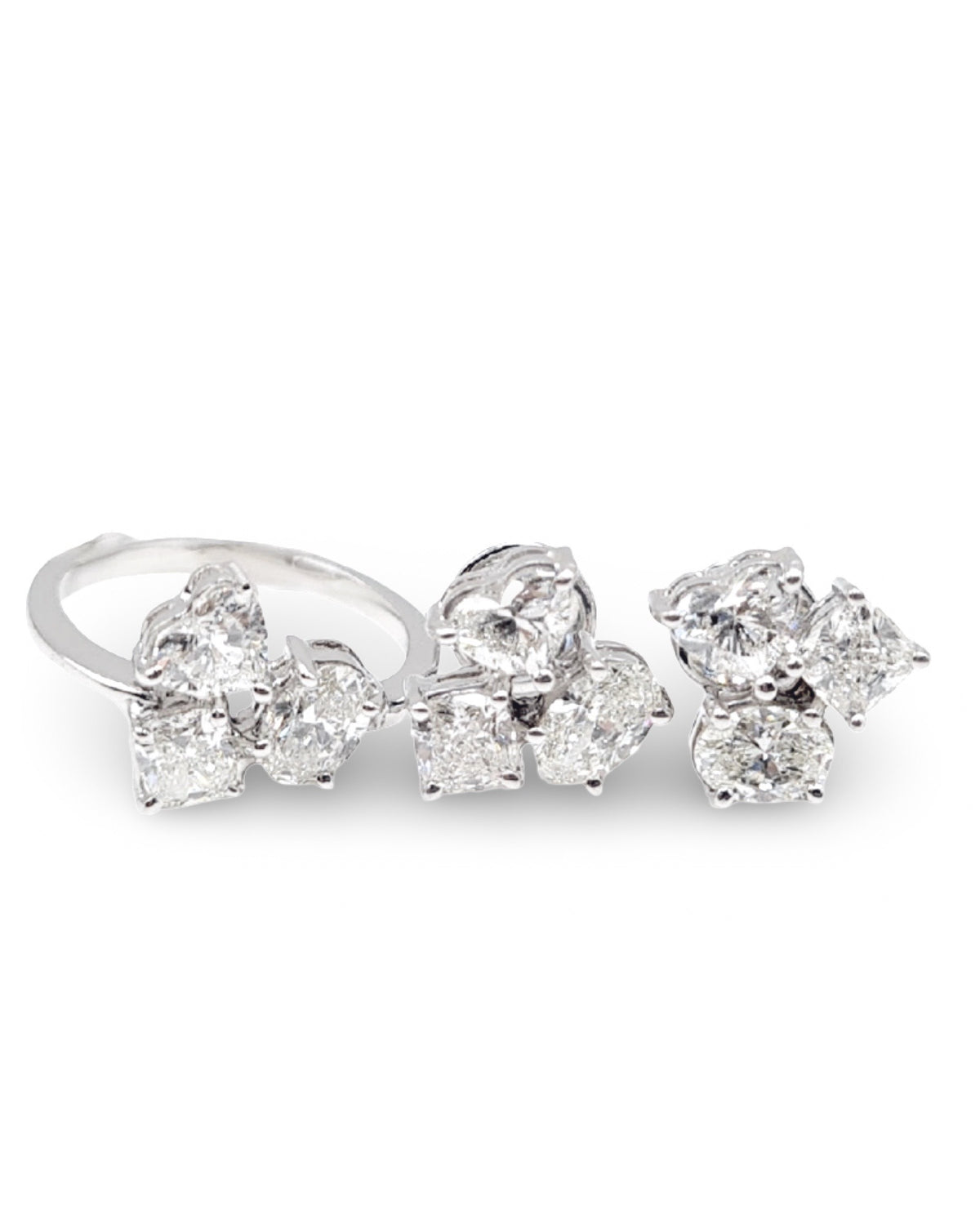 Classic Solitaire Cluster Diamond Jewelry Set 14K