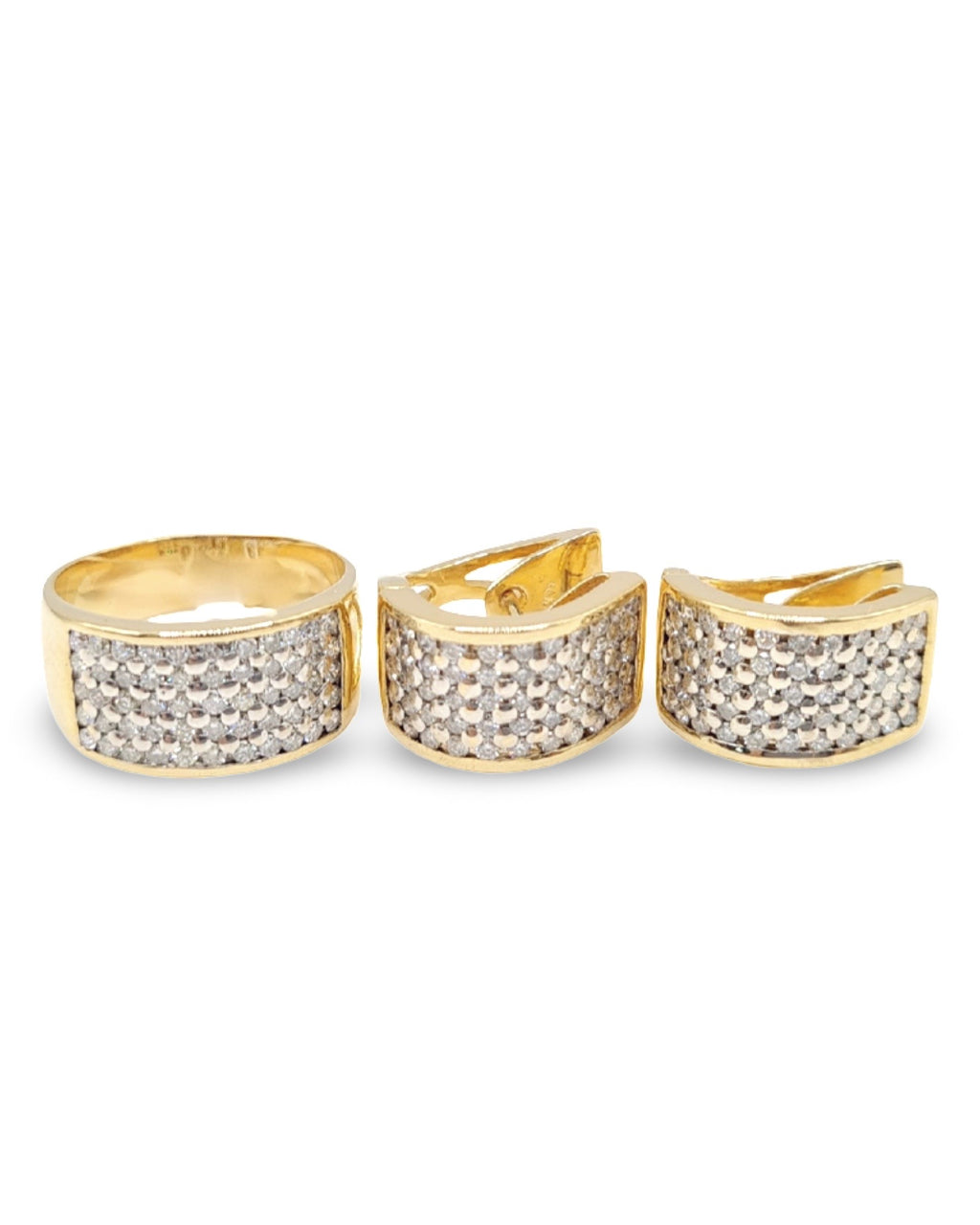 Golden Creolle Diamond Jewelry Set 14K