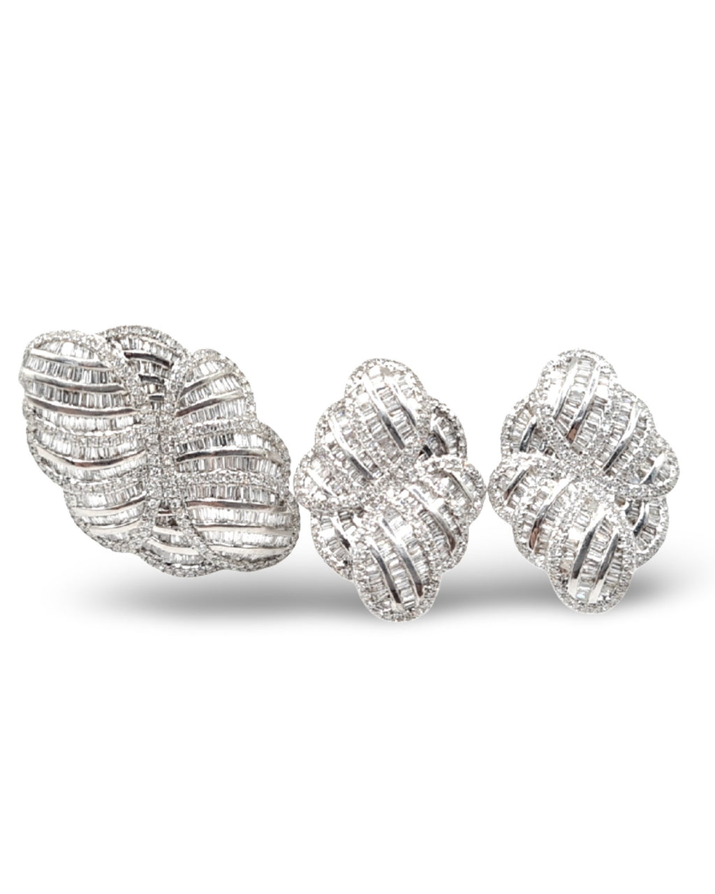Floral Deco Statement Diamond Jewelry Set 14K