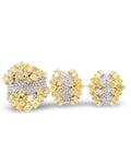 Rare Fancy Yellow Diamond Cluster Statement Diamond Jewelry Set 14K