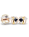 Multi-Tone Clover Cluster Statement Diamond Jewelry Set 14K