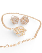 Golden Floral Paved Statement Diamond Jewelry Set 14K