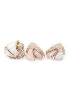 Rosegold Mother of Pearl Paved Diamond Jewelry Set 14K