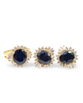 Golden Sapphire Gemstones Diamond Jewelry Set 14K