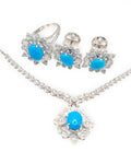 Turquoise Gemstones Diamond Jewelry Set 14K