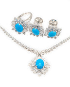 Turquoise Gemstones Diamond Jewelry Set 14K