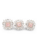 Rare Fancy Pink Diamond Cluster Diamond Jewelry Set 14K