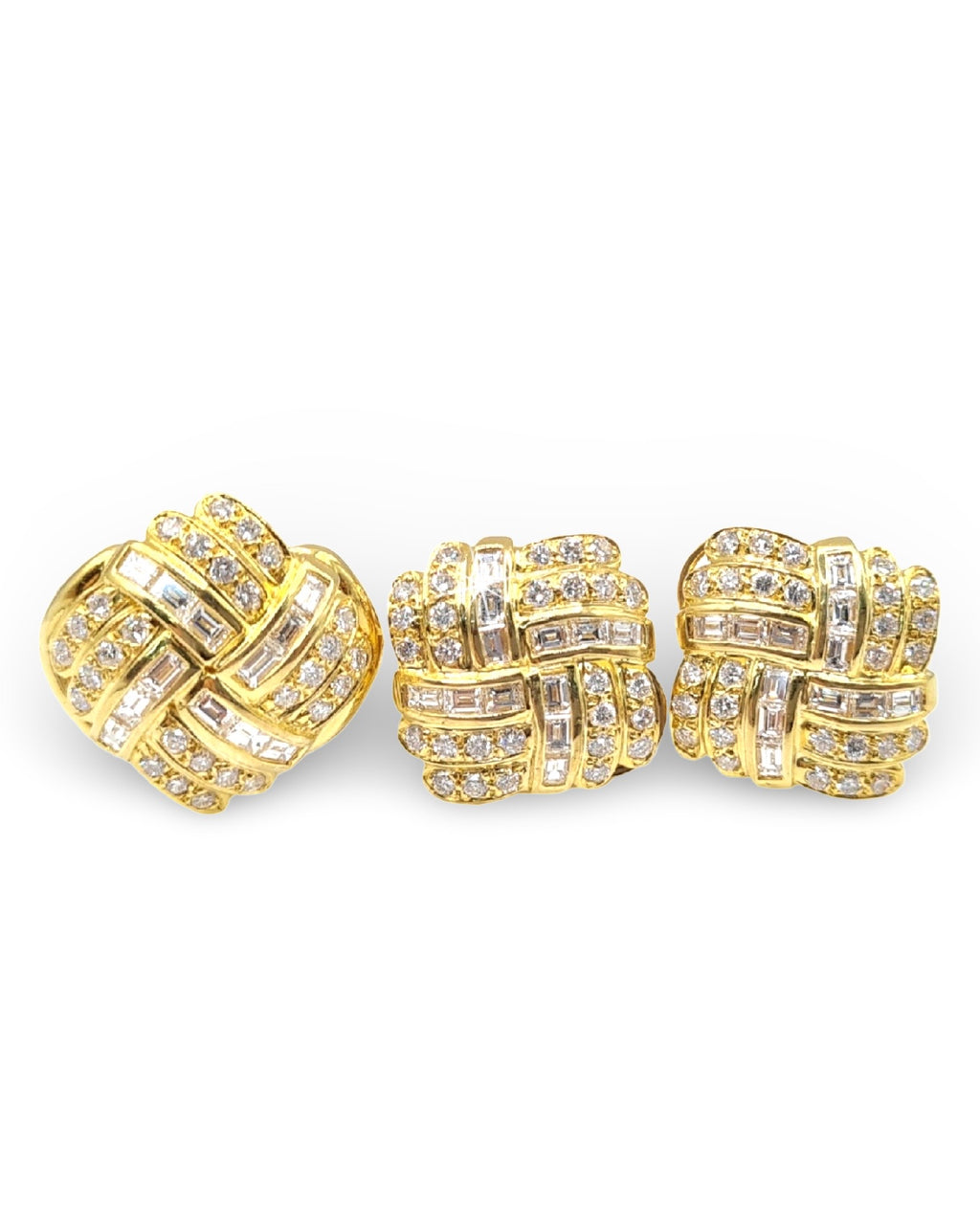Golden Weave Paved Diamond Jewelry Set 18K
