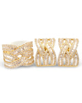 Golden Crossover Baguette Diamond Jewelry Set 18K