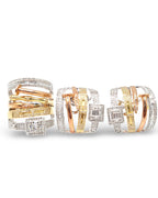 Three Tone Nail Deco Statement Diamond Jewelry Set 14K