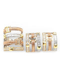 Three Tone Baguette Half Eternity Statement Diamond Jewelry Set 14K