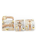 Three Tone Baguette Half Eternity Statement Diamond Jewelry Set 14K