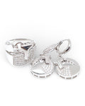 Deco Lock Dangling Hoop Diamond Jewelry Set 14K