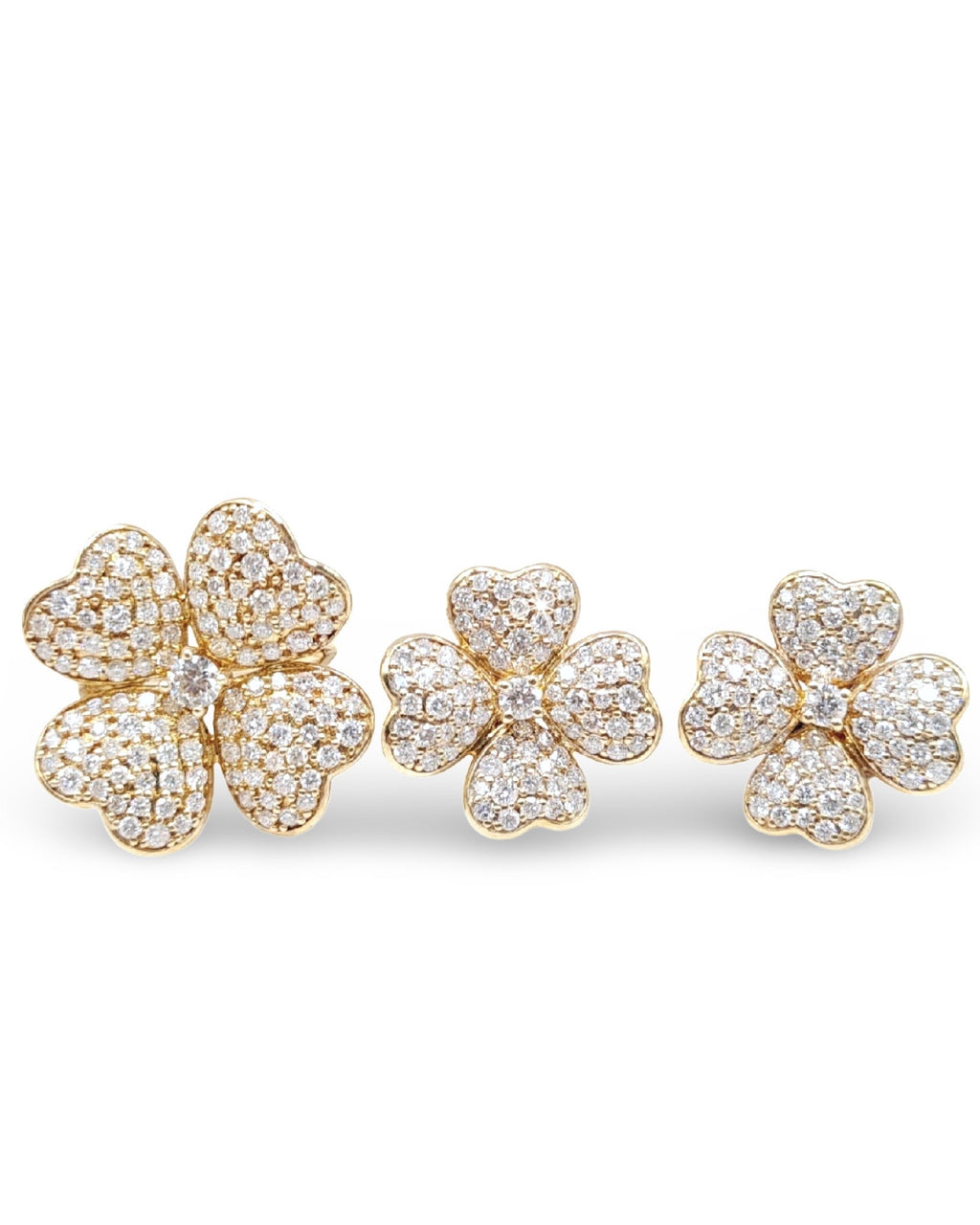 Golden Floral Statement Diamond Jewelry Set 14K