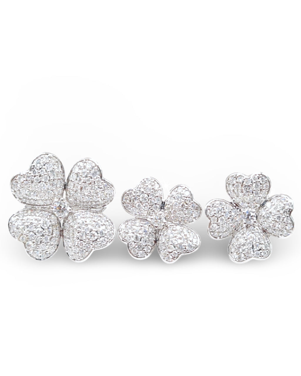 White Gold Floral Statement Diamond Jewelry Set 14K