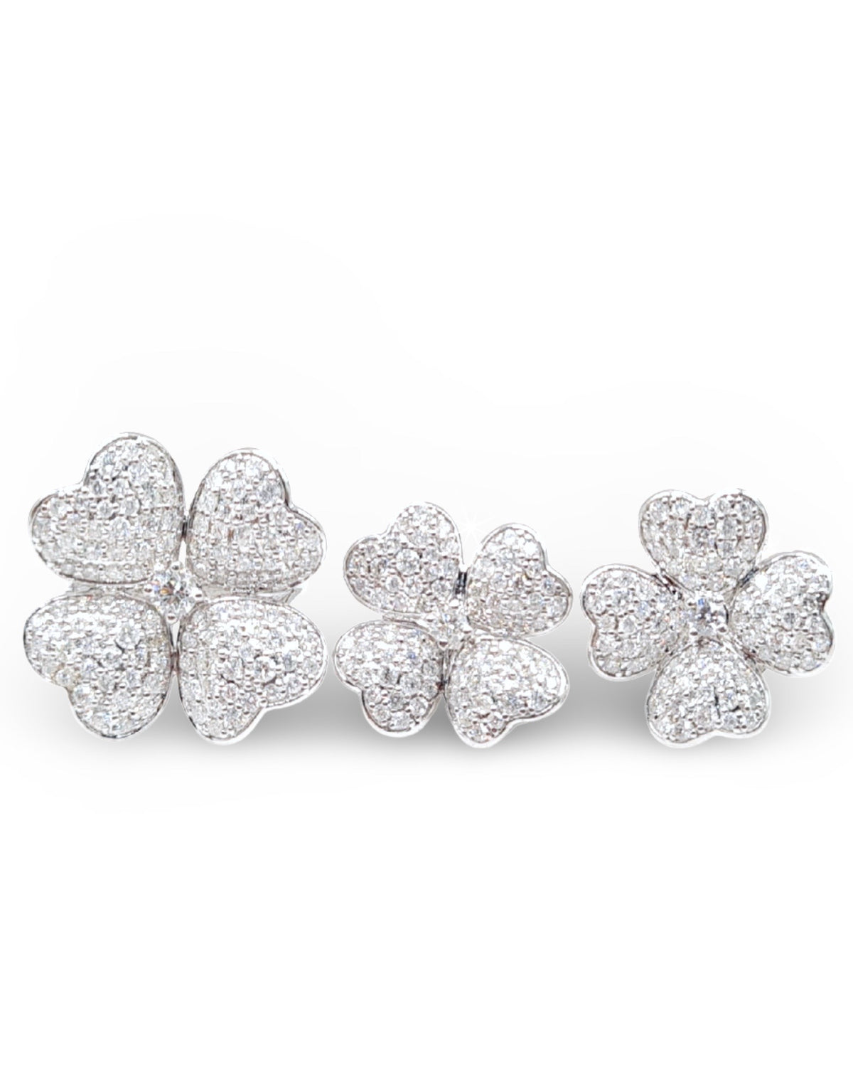 White Gold Floral Statement Diamond Jewelry Set 14K