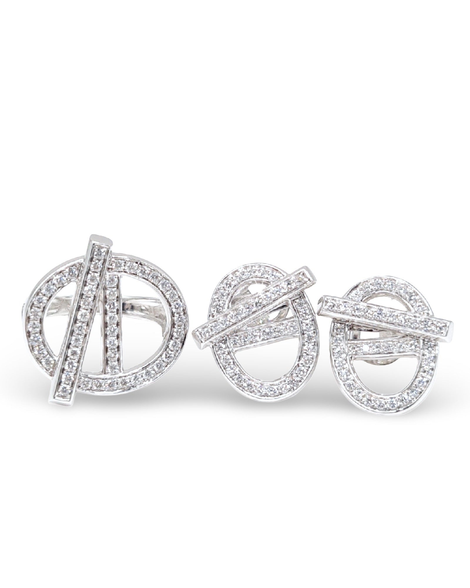 Oval Round Deco Diamond Jewelry Set 14K