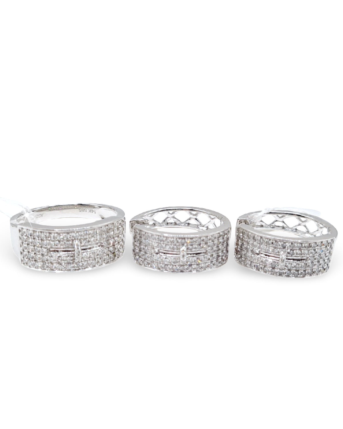 Round Half Eternity Hoop Diamond Jewelry Set 14K