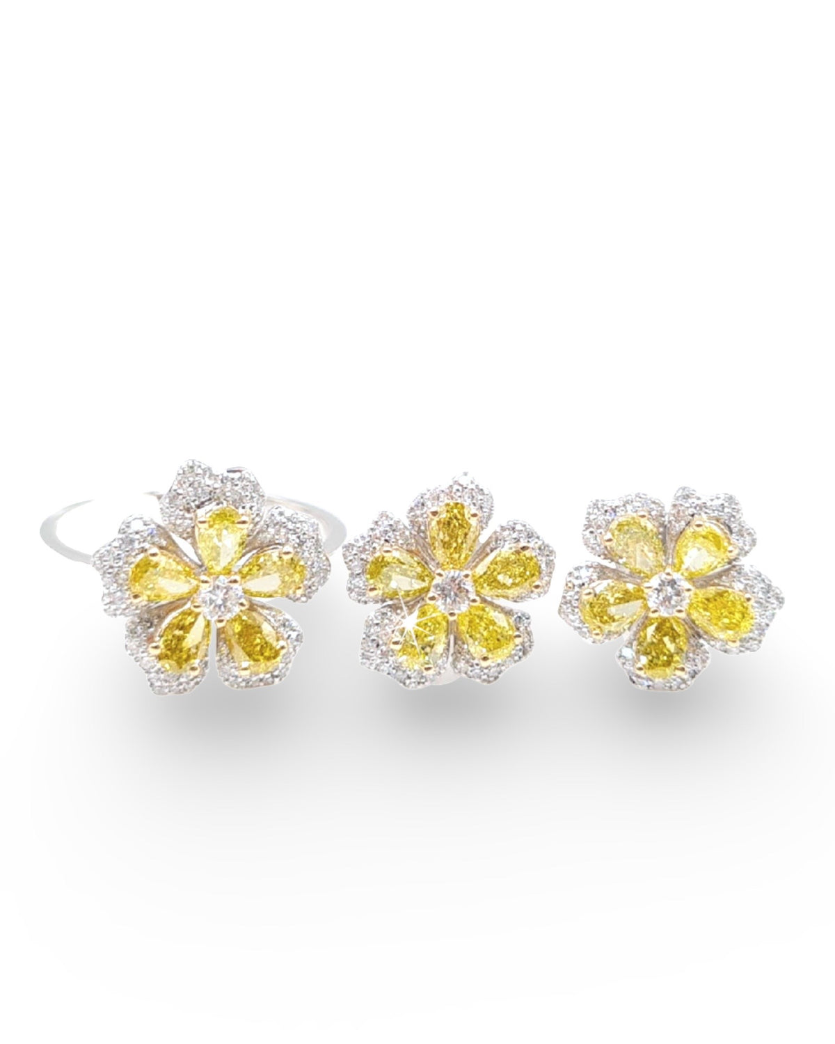 Rare Yellow Diamond Flora Jewelry Set 14K