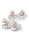 Rare Fancy Pink Diamond Floral Statement Diamond Jewelry Set 14K