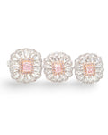 Rare Fancy Pink Diamond Larger Floral Diamond Jewelry Set 14K