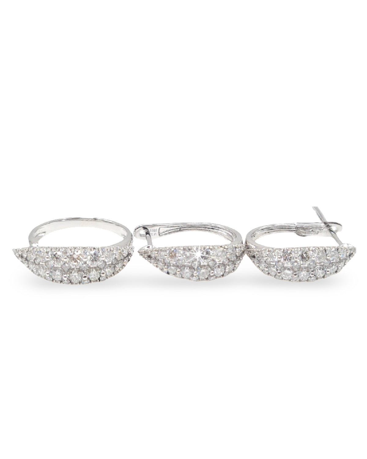 Classic Hoop Leaf Diamond Jewelry Set 14K