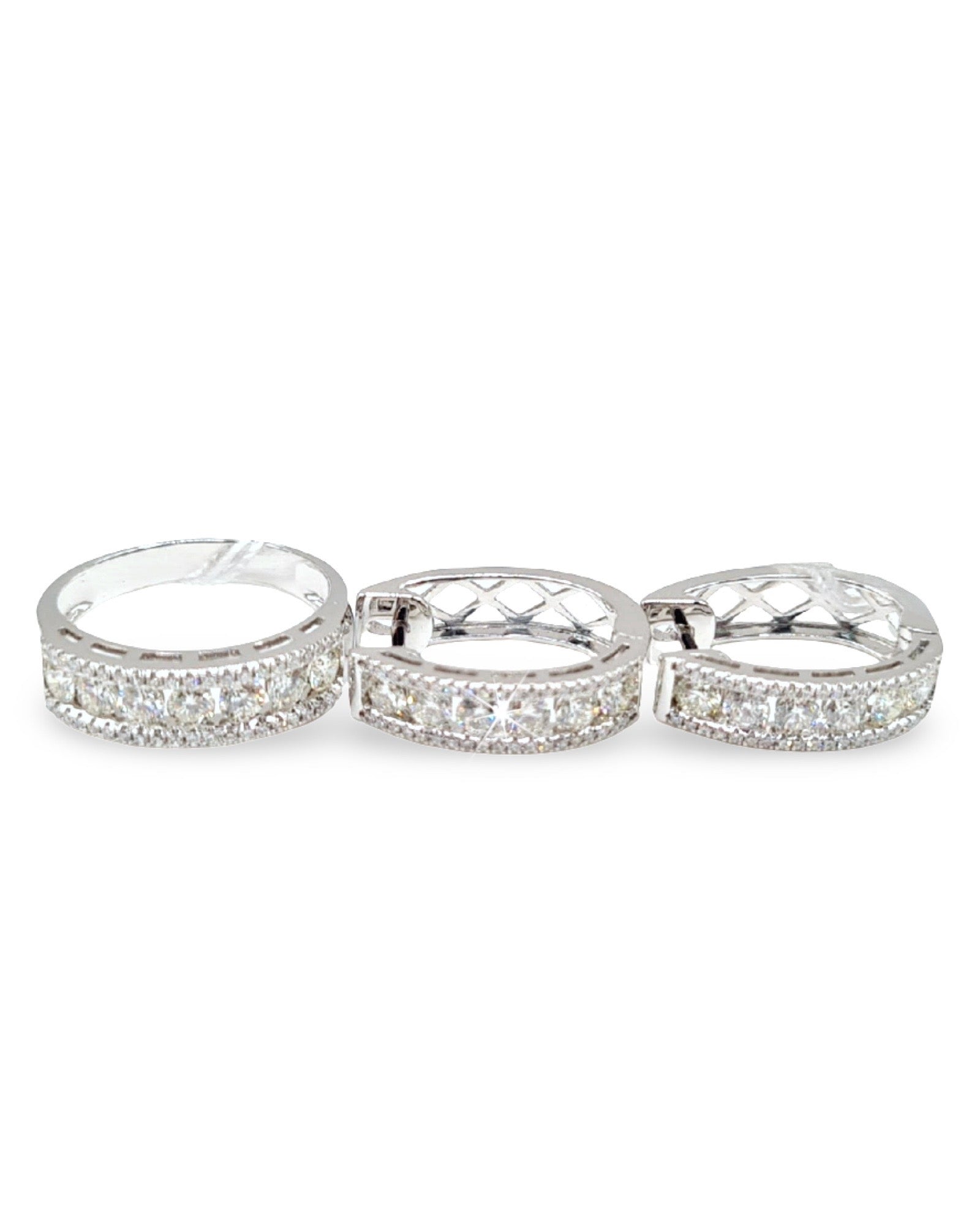 Classic Hoop Half Eternity Diamond Jewelry Set 14K
