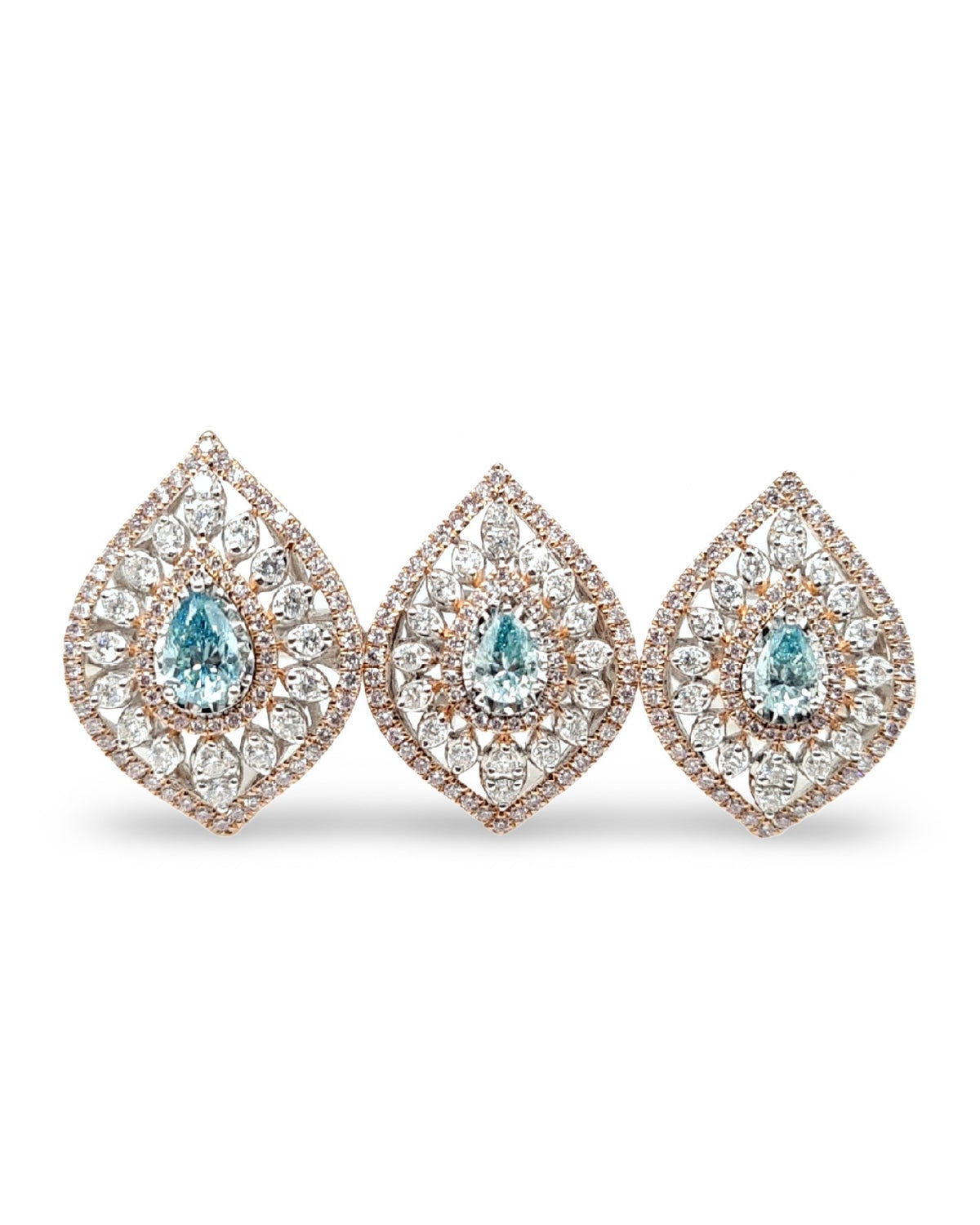 Rare Blue Diamonds Rosegold Statement Jewelry Set 14K