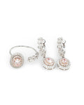 Rare Fancy Pink Diamond Hoop Diamond Jewelry Set 14K