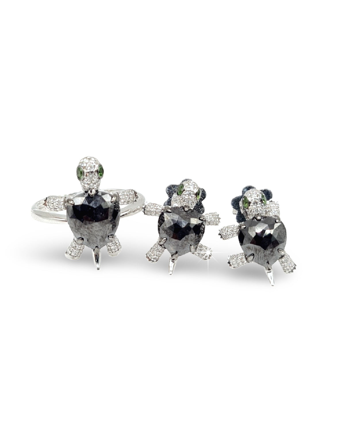 Turtle Deco Black Diamond Deco Diamond Jewelry Set 14K