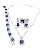 Sapphire Gemstones Statement Diamond Jewelry Set 14K
