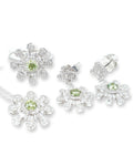 Rare Fancy Green Colored Diamond Floral Drop Diamond Jewelry Set 14K