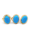 Golden Turquoise Gemstones Diamond Jewelry Set 14K
