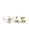 Rare Fancy Green Diamond Marquise Diamond Jewelry Set 14K