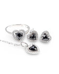 Fancy Heart Black Diamond Jewelry Set 14K