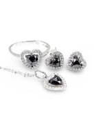 Fancy Heart Black Diamond Jewelry Set 14K