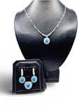 Turquoise Gemstones Oval Drop Diamond Jewelry Set 14K