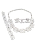 White Gold Link Crossover Diamond Jewelry Set 14K